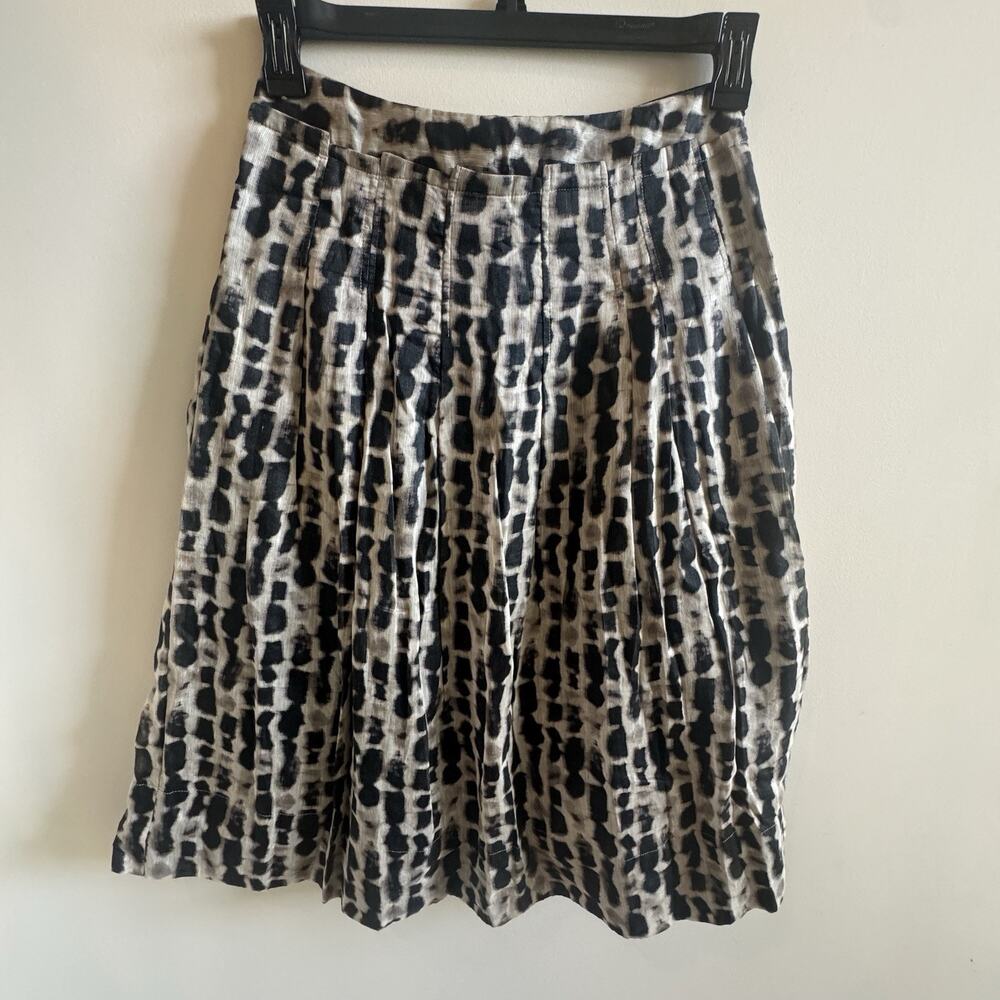 Veronika Maine Australia Abstract Pleated A-Line Skirt Womens 8 Silk Linen Lined